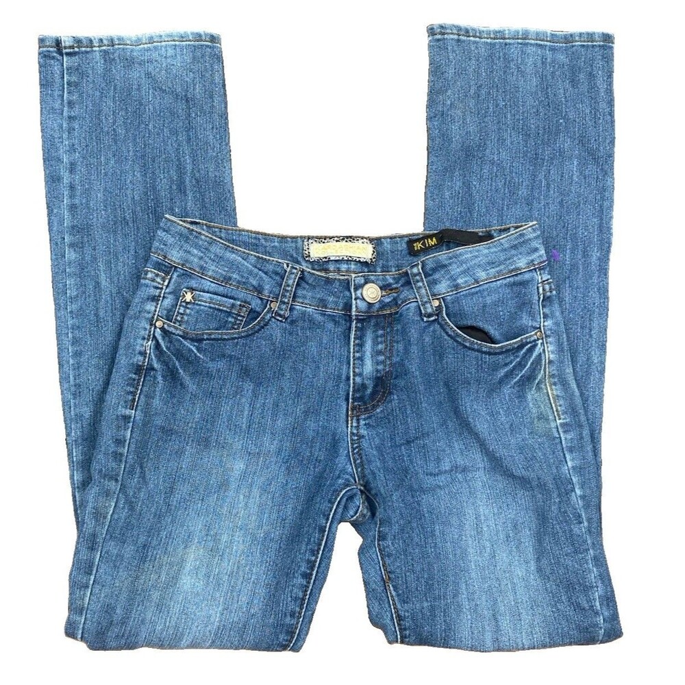 Kardashian Kollection The Kim Bootcut Jeans Women's 4 Blue Medium Wash Low Rise
